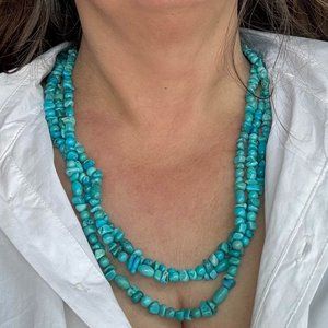 Carolyn Pollack 80" Turquoise and Sterling Silver Chain
